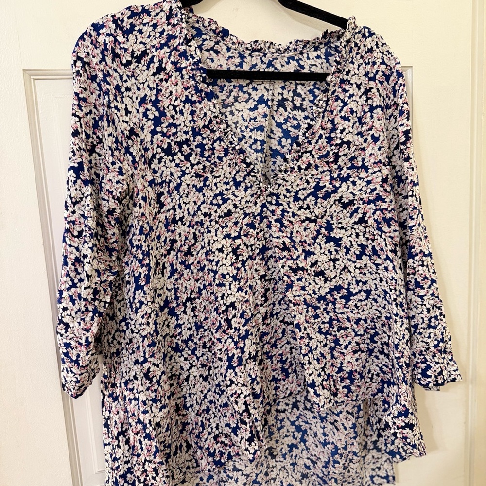 Zadig & Voltaire Floral Blouse - Blue and Pink